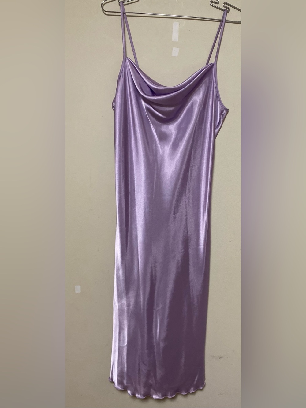 bebe Lilac Satin Slip Dress with Cowl Neckline